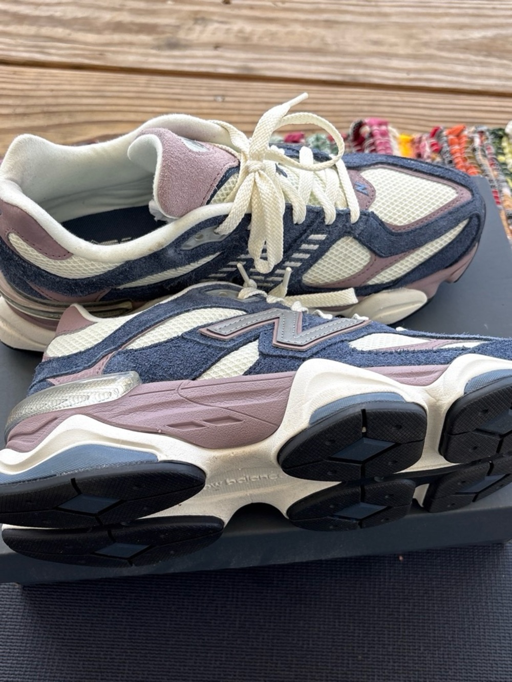 New Balance Women's Athletic Sneakers in Navy, White & Dusty Pink